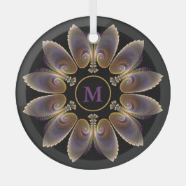 Abstract Angel Wings Mandala Fractal Monogram Glas Ornament