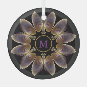 Abstract Angel Wings Mandala Fractal Monogram Glas Ornament