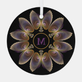 Abstract Angel Wings Mandala Fractal Monogram Glas Ornament (Achterkant)