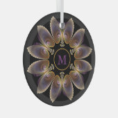 Abstract Angel Wings Mandala Fractal Monogram Glas Ornament (Voorkant Rechts)