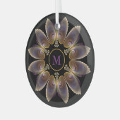 Abstract Angel Wings Mandala Fractal Monogram Glas Ornament (Voorkant links)