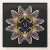 Abstract Angel Wings Mandala Fractal Monogram Glazen Onderzetter (Voorkant)