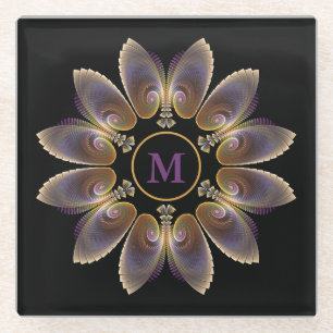 Abstract Angel Wings Mandala Fractal Monogram Glazen Onderzetter