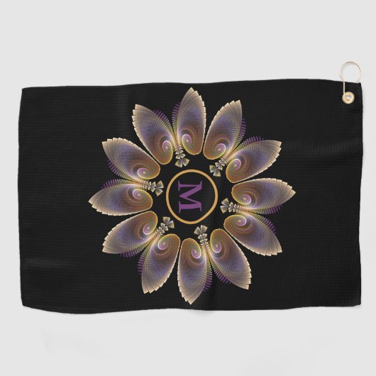 Abstract Angel Wings Mandala Fractal Monogram Golfhanddoek (Horizontaal)
