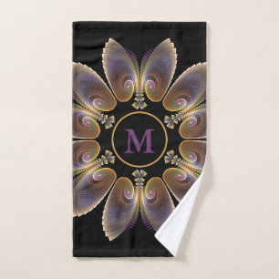 Abstract Angel Wings Mandala Fractal Monogram Handdoek