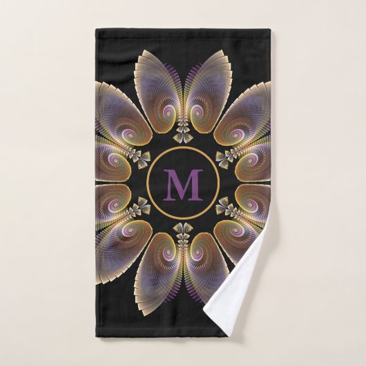 Abstract Angel Wings Mandala Fractal Monogram Handdoek (Handdoek)