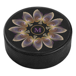 Abstract Angel Wings Mandala Fractal Monogram Hockey Puck