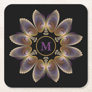 Abstract Angel Wings Mandala Fractal Monogram Kartonnen Onderzetters