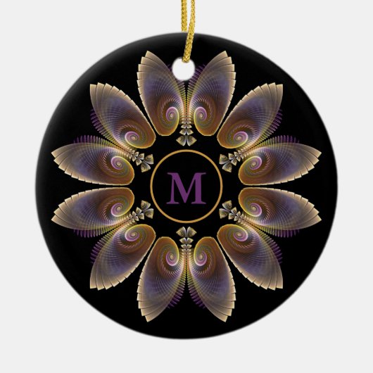 Abstract Angel Wings Mandala Fractal Monogram Keramisch Ornament (Voorkant)