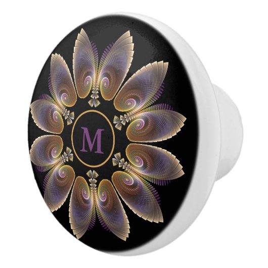 Abstract Angel Wings Mandala Fractal Monogram Keramische Knop (Rechts)