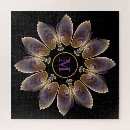 Abstract Angel Wings Mandala Fractal Monogram Legpuzzel (Horizontaal)