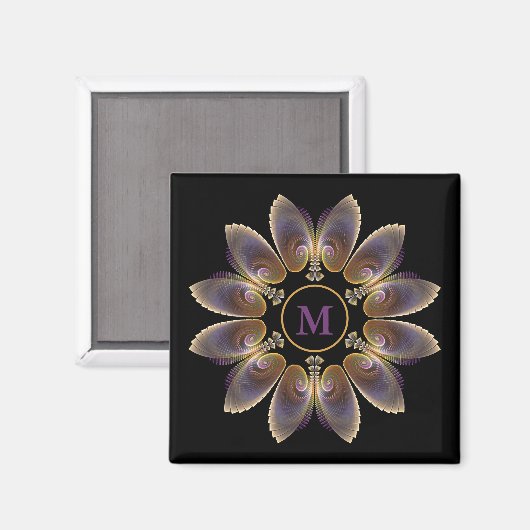 Abstract Angel Wings Mandala Fractal Monogram Magneet (Voorkant / Achterkant)