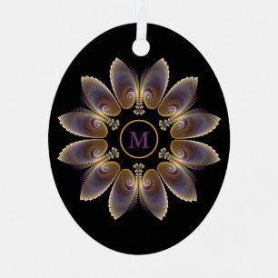 Abstract Angel Wings Mandala Fractal Monogram Metalen Ornament
