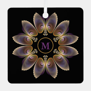Abstract Angel Wings Mandala Fractal Monogram Metalen Ornament
