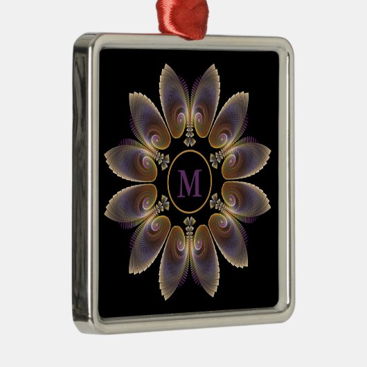 Abstract Angel Wings Mandala Fractal Monogram Metalen Ornament (Rechts)