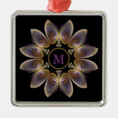 Abstract Angel Wings Mandala Fractal Monogram Metalen Ornament (Voorkant)
