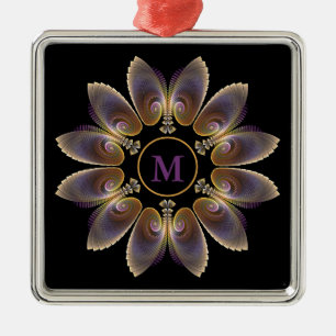 Abstract Angel Wings Mandala Fractal Monogram Metalen Ornament
