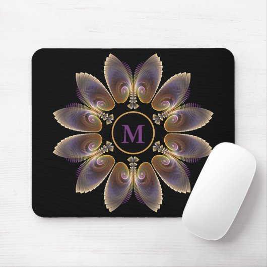 Abstract Angel Wings Mandala Fractal Monogram Muismat (Met muis)