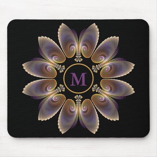 Abstract Angel Wings Mandala Fractal Monogram Muismat (Voorkant)