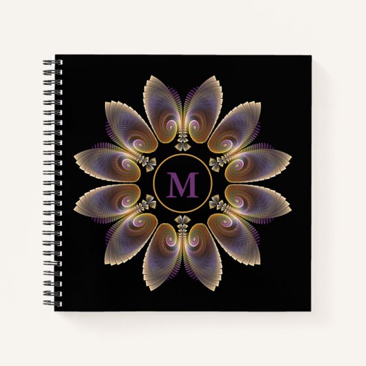 Abstract Angel Wings Mandala Fractal Monogram Notitieboek (Voorkant)