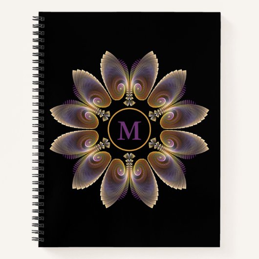 Abstract Angel Wings Mandala Fractal Monogram Notitieboek (Voorkant)