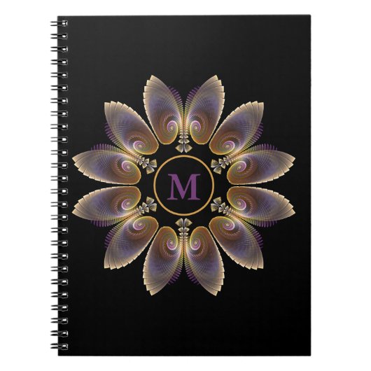 Abstract Angel Wings Mandala Fractal Monogram Notitieboek (Voorkant)