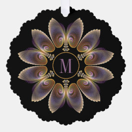 Abstract Angel Wings Mandala Fractal Monogram Ornament Kaart