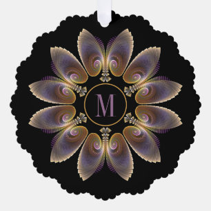 Abstract Angel Wings Mandala Fractal Monogram Ornament Kaart