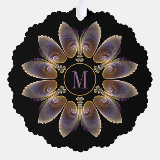 Abstract Angel Wings Mandala Fractal Monogram Ornament Kaart (Achterkant)