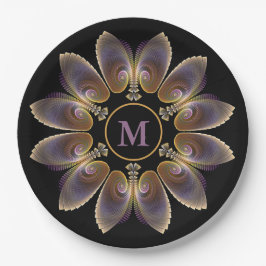 Abstract Angel Wings Mandala Fractal Monogram Papieren Bordje