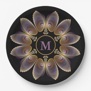 Abstract Angel Wings Mandala Fractal Monogram Papieren Bordje