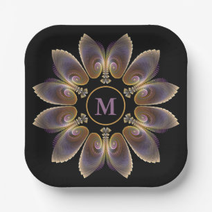 Abstract Angel Wings Mandala Fractal Monogram Papieren Bordje