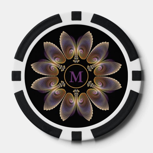 Abstract Angel Wings Mandala Fractal Monogram Poker Chips (Voorkant)