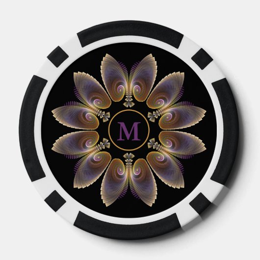 Abstract Angel Wings Mandala Fractal Monogram Poker Chips (Achterkant)