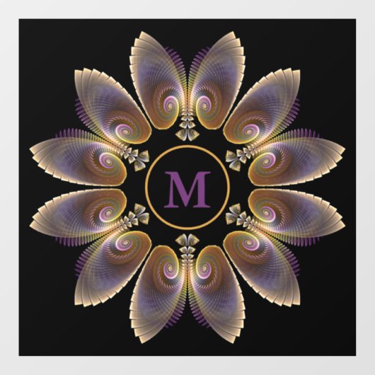 Abstract Angel Wings Mandala Fractal Monogram Raamsticker (Vel)