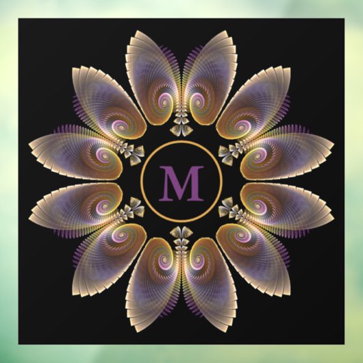 Abstract Angel Wings Mandala Fractal Monogram Raamsticker (Vel 3)