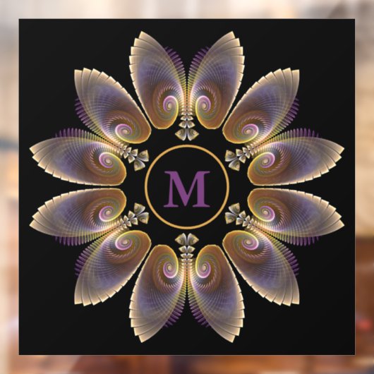 Abstract Angel Wings Mandala Fractal Monogram Raamsticker (Vel 2)