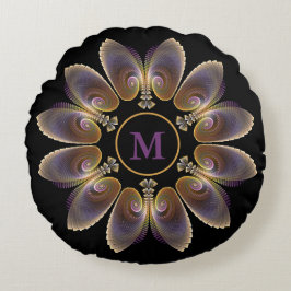 Abstract Angel Wings Mandala Fractal Monogram Rond Kussen