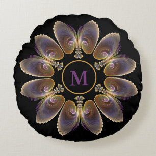 Abstract Angel Wings Mandala Fractal Monogram Rond Kussen