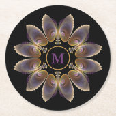 Abstract Angel Wings Mandala Fractal Monogram Ronde Kartonnen Onderzetter (Voorkant)
