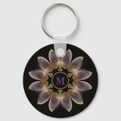 Abstract Angel Wings Mandala Fractal Monogram Sleutelhanger (Voorkant)