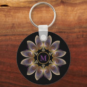 Abstract Angel Wings Mandala Fractal Monogram Sleutelhanger (Voorkant)