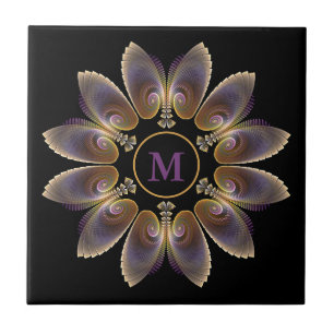 Abstract Angel Wings Mandala Fractal Monogram Tegeltje