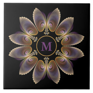 Abstract Angel Wings Mandala Fractal Monogram Tegeltje