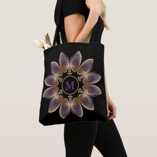Abstract Angel Wings Mandala Fractal Monogram Tote Bag (Dichtbij)