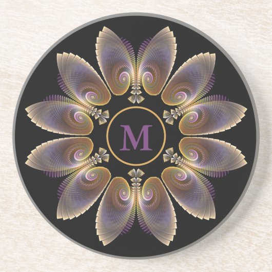 Abstract Angel Wings Mandala Fractal Monogram Zandsteen Onderzetter (Voorkant)