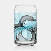 Abstract Anthracite Gray Blue Modern Fractal Art Blikvorm Glas (Achterkant)