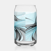 Abstract Anthracite Gray Blue Modern Fractal Art Blikvorm Glas (Rechts)