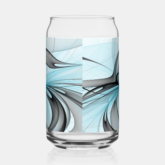 Abstract Anthracite Gray Blue Modern Fractal Art Blikvorm Glas (Rechts)