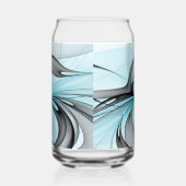 Abstract Anthracite Gray Blue Modern Fractal Art Blikvorm Glas (Links)